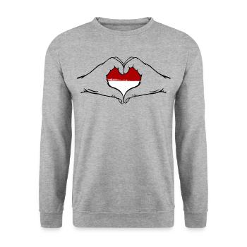 Indonesia Flag Heart Shape - Unisex Sweatshirt - salt & pepper - Front - Alina (178cm) & Michal (187cm)