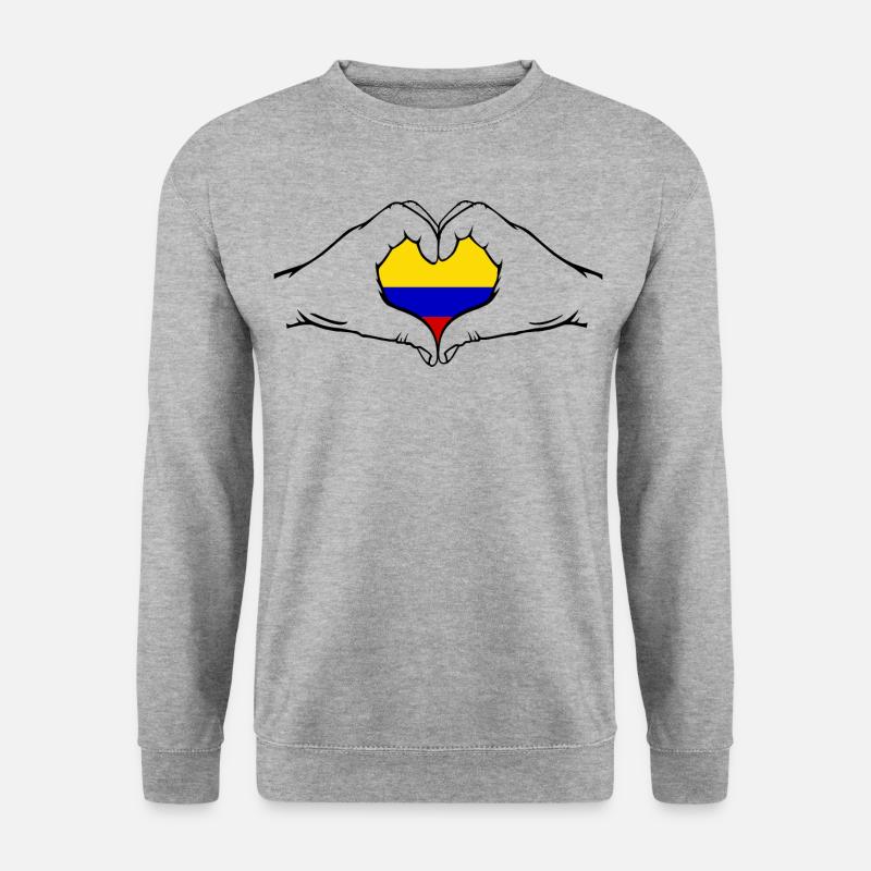 Kolumbien Flagge Herzform - Unisex Pullover - Weißgrau meliert