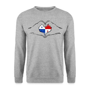 Drapeau du Panama en forme de coeur utilisé - Sweat-shirt Unisexe - gris chiné - Devant - Alina (178cm) & Michal (187cm)
