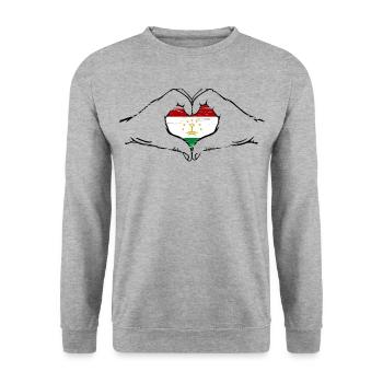 Tajikistan flag heart shape used - Unisex Sweatshirt - salt & pepper - Front - Alina (178cm) & Michal (187cm)