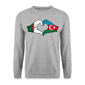 Algerien AserbaidschanHerzform mit Hände - Unisex Pullover - Weißgrau meliert - Vorne - Alina (178cm) & Michal (187cm)