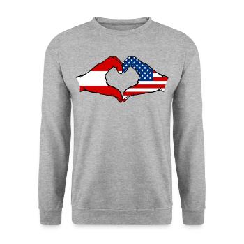 Austria USA heart shape with hands - Unisex Sweatshirt - salt & pepper - Front - Alina (178cm) & Michal (187cm)