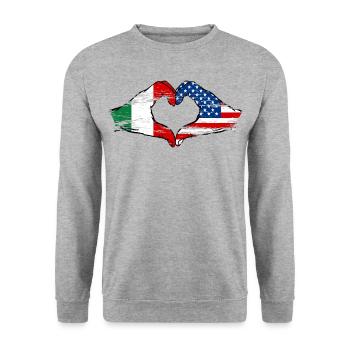 Italy USA heart shape with hands used - Unisex Sweatshirt - salt & pepper - Front - Alina (178cm) & Michal (187cm)