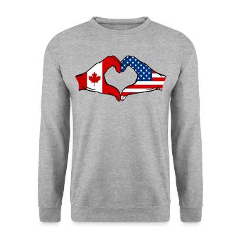 Canada USA heart shape with hands - Unisex Sweatshirt - salt & pepper - Front - Alina (178cm) & Michal (187cm)