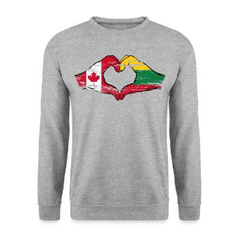 Canada Lituanie forme de coeur avec des mains utilisées - Sweat-shirt Unisexe - gris chiné - Devant - Alina (178cm) & Michal (187cm)