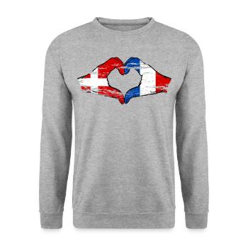 Danemark France Forme de coeur avec les mains utilisées - Sweat-shirt Unisexe - gris chiné - Devant - Alina (178cm) & Michal (187cm)