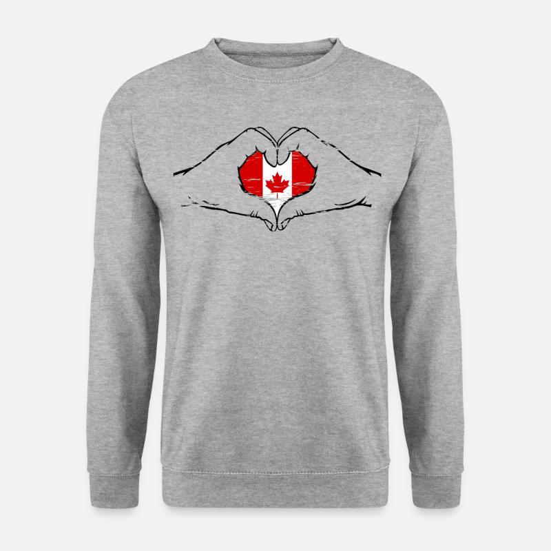 Kanada Flagge Herzform used - Unisex Pullover - Weißgrau meliert