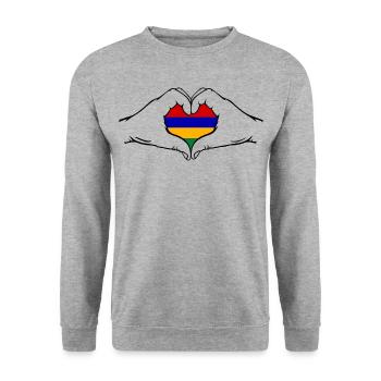 Mauritius Flag Hands Heart Shape - Unisex Sweatshirt - salt & pepper - Front - Alina (178cm) & Michal (187cm)
