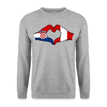 Croatia Peru Flag Hands Heart Shape - Unisex Sweatshirt - salt & pepper - Front - Alina (178cm) & Michal (187cm)