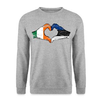 Irlande Drapeau Estonie mains forme de coeur utilisé - Sweat-shirt Unisexe - gris chiné - Devant - Alina (178cm) & Michal (187cm)