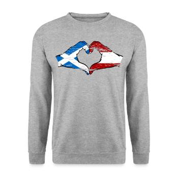 Ecosse Autriche Drapeau Mains Coeur Forme Utilisé - Sweat-shirt Unisexe - gris chiné - Devant - Alina (178cm) & Michal (187cm)