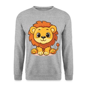 lion lion bébé bébé enfant enfantin mignon mignon - Sweat-shirt Unisexe - gris chiné - Devant - Alina (178cm) & Michal (187cm)