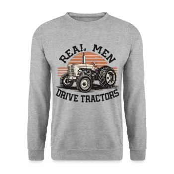 De vrais hommes conduisant des tracteurs - Sweat-shirt Unisexe - gris chiné - Devant - Alina (178cm) & Michal (187cm)