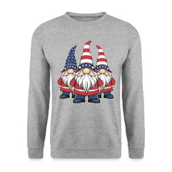 Gnomes patriotiques américains avec drapeau américain - Sweat-shirt Unisexe - gris chiné - Devant - Alina (178cm) & Michal (187cm)