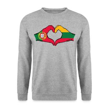 Portugal Lituanie Drapeau Mains Coeur Forme - Sweat-shirt Unisexe - gris chiné - Devant - Alina (178cm) & Michal (187cm)