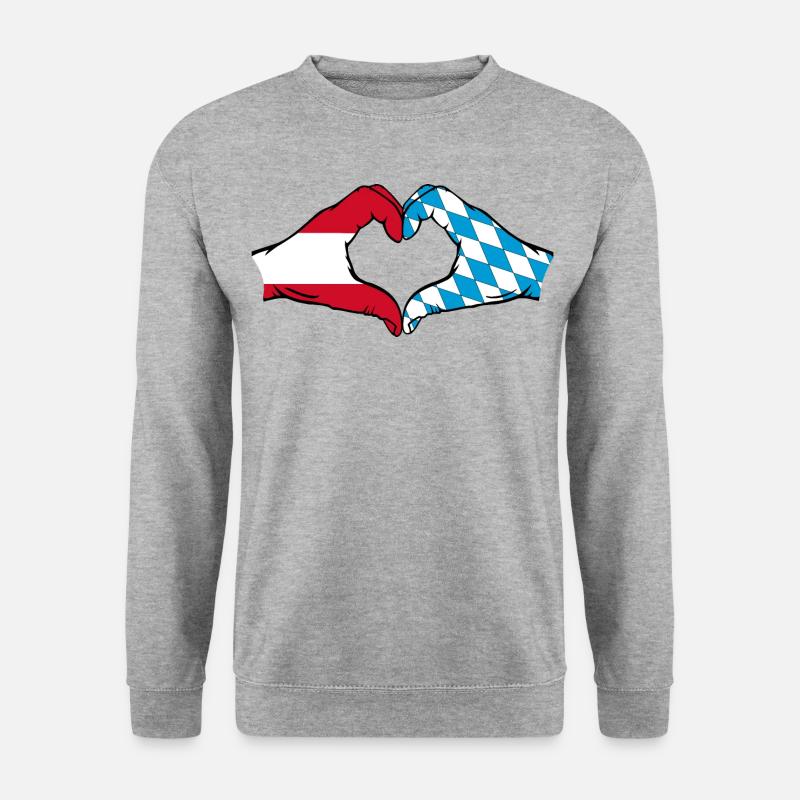 Österreich Flagge Hände Herzform - Unisex Pullover - Weißgrau meliert