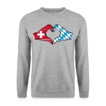 Switzerland Bavaria Flag Hands Heart Shape Used - Unisex Sweatshirt - salt & pepper - Front - Alina (178cm) & Michal (187cm)