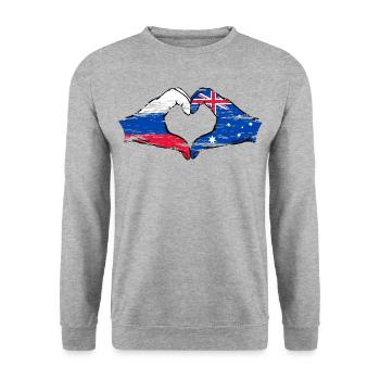 Russia Australia Flag Heart Shape Used - Unisex Sweatshirt - salt & pepper - Front - Alina (178cm) & Michal (187cm)