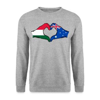 Hungary Australia Flag Heart Shape - Unisex Sweatshirt - salt & pepper - Front - Alina (178cm) & Michal (187cm)