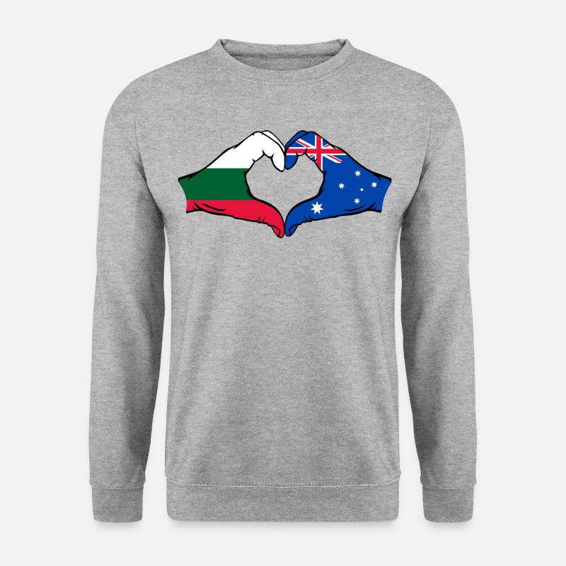 Bulgarien Australien Flagge Herzform - Unisex Pullover - Weißgrau meliert