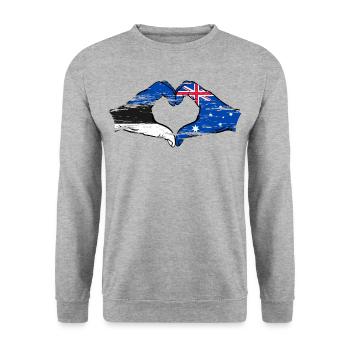 Estonia Australia Flag Heart Shape Used - Unisex Sweatshirt - salt & pepper - Front - Alina (178cm) & Michal (187cm)