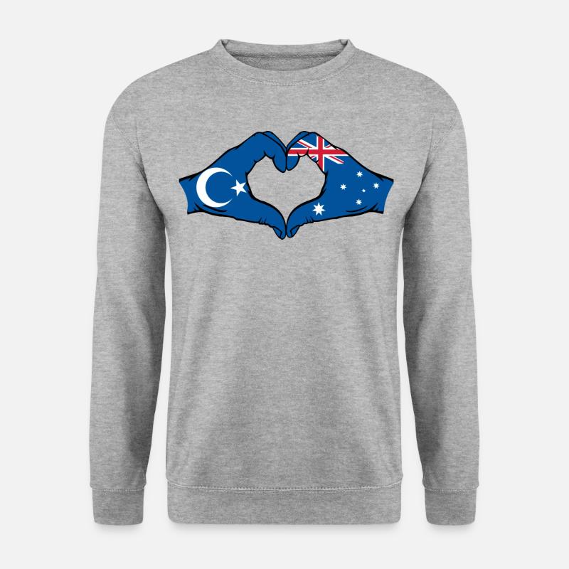 Uiguren Australien Flagge Herzform - Unisex Pullover - Weißgrau meliert