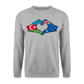Azerbaijan Australia Flag Heart Shape - Unisex Sweatshirt - salt & pepper - Front - Alina (178cm) & Michal (187cm)