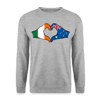 Ireland Australia Flag Heart Shape - Unisex Sweatshirt - salt & pepper - Front - Alina (178cm) & Michal (187cm)