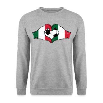 Italien Fußball Flagge Hände Herzform used - Unisex Pullover - Weißgrau meliert - Vorne - Alina (178cm) & Michal (187cm)