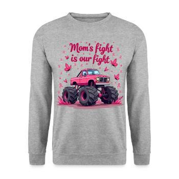 Mamas Kampf unser Kampf - Brustkrebs Bewusstsein - Unisex Pullover - Weißgrau meliert - Vorne - Alina (178cm) & Michal (187cm)