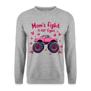 Mamas Kampf unser Kampf - Brustkrebs Bewusstsein - Unisex Pullover - Weißgrau meliert - Vorne - Alina (178cm) & Michal (187cm)