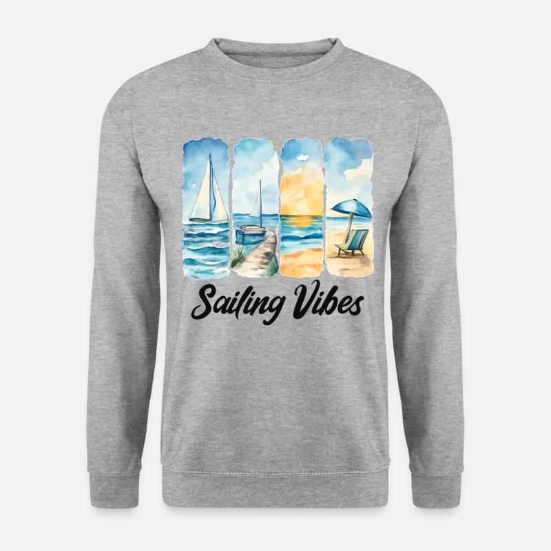 Segelstimmung am Meer erleben - Unisex Pullover - Weißgrau meliert
