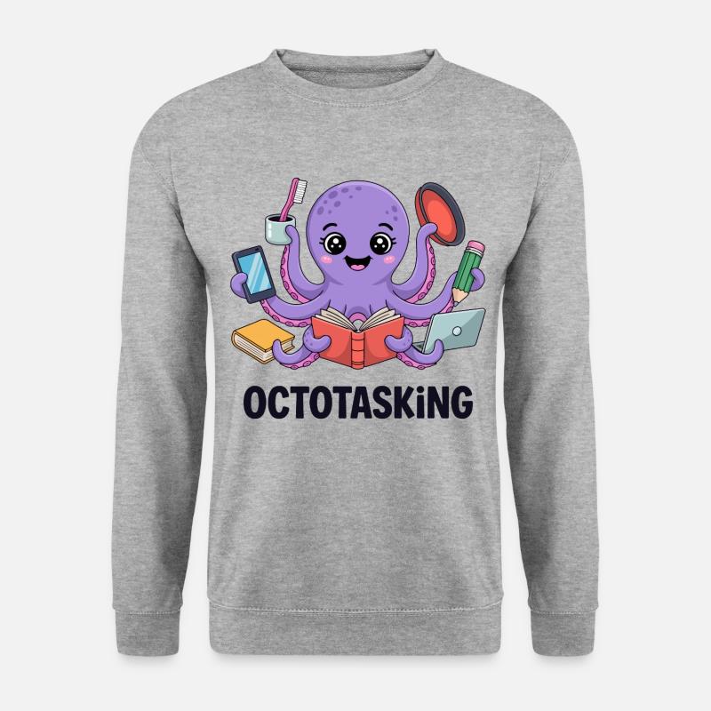 Octotasking octopus en mode multitâche - Sweat-shirt Unisexe - gris chiné