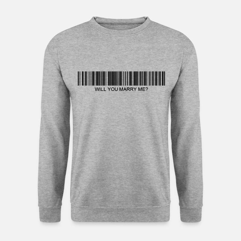 Heiratest du mich Strichcode - Unisex Pullover - Weißgrau meliert