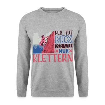 Berg Bergsteigen Kletterer Klettern - Unisex Pullover - Weißgrau meliert - Vorne - Alina (178cm) & Michal (187cm)