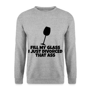 Fill My Glass I Just Divorced That Ass 4 - Unisex Sweatshirt - salt & pepper - Front - Alina (178cm) & Michal (187cm)