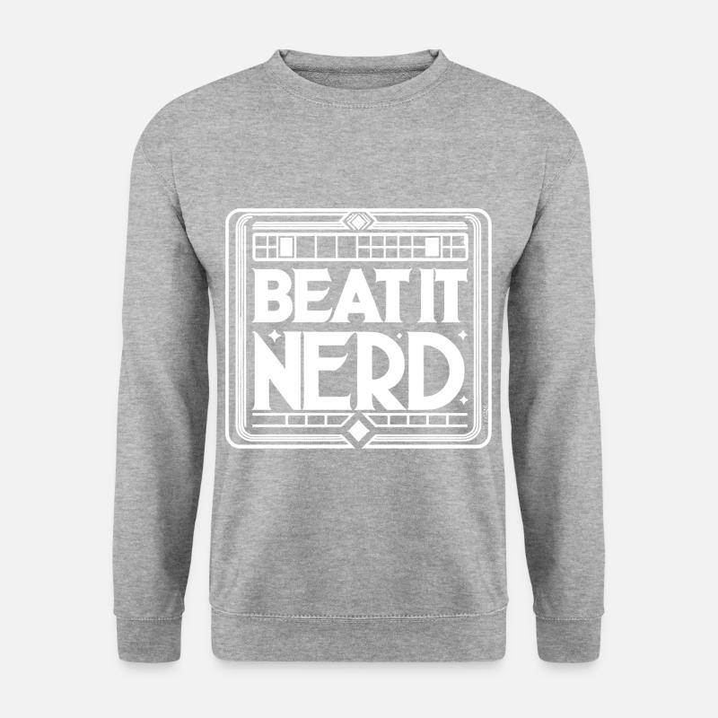 Beat it Nerd 12 - Unisex Pullover - Weißgrau meliert