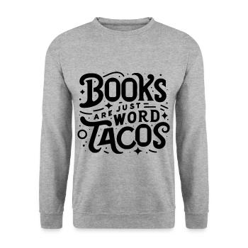 Books Are Just Word Tacos 18 - Unisex Pullover - Weißgrau meliert - Vorne - Alina (178cm) & Michal (187cm)