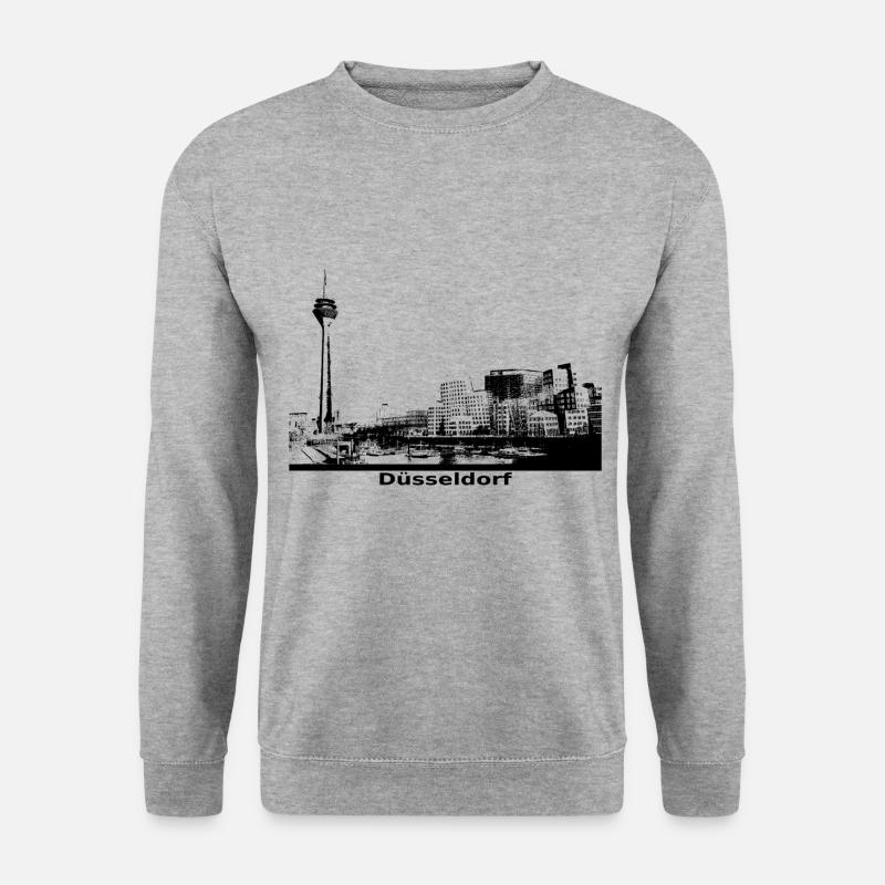 Düsseldorf Skyline schwarz Geschenkidee - Unisex Pullover - Weißgrau meliert