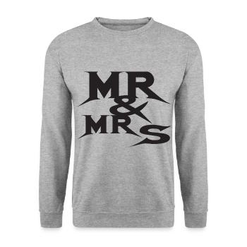 Mr und Mrs - Unisex Pullover - Weißgrau meliert - Vorne - Alina (178cm) & Michal (187cm)