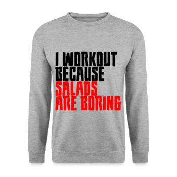 Je m’entraîne parce que les salades sont ennuyeuses 4 - Sweat-shirt Unisexe - gris chiné - Devant - Alina (178cm) & Michal (187cm)