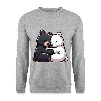 Two Bears In Love - Unisex Pullover - Weißgrau meliert - Vorne - Alina (178cm) & Michal (187cm)