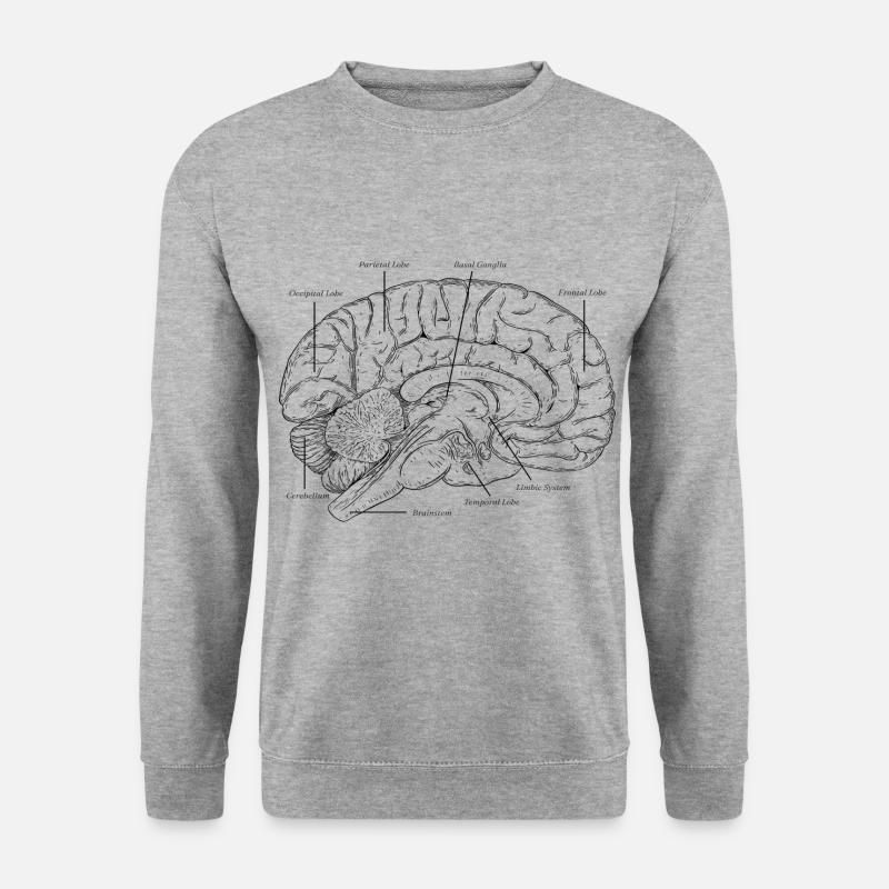 Gehirn - Unisex Pullover - Weißgrau meliert