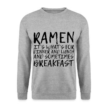 Ramen, For Dinner And Lunch And Breakfast 4 - Unisex Sweatshirt - salt & pepper - Front - Alina (178cm) & Michal (187cm)