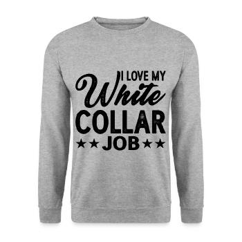 I Love My White Collar Job 2 - Unisex Pullover - Weißgrau meliert - Vorne - Alina (178cm) & Michal (187cm)