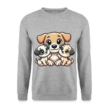 Loving Dog Parent With Two Cute Kids - Unisex Sweatshirt - salt & pepper - Front - Alina (178cm) & Michal (187cm)
