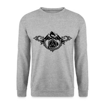 Drachenwürfel D20 - Unisex Pullover - Weißgrau meliert - Vorne - Alina (178cm) & Michal (187cm)