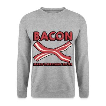 Bacon Makes Everything Better 10 - Unisex Sweatshirt - salt & pepper - Front - Alina (178cm) & Michal (187cm)
