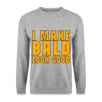 I Make Bald Look Good 2 - Unisex Pullover - Weißgrau meliert - Vorne - Alina (178cm) & Michal (187cm)