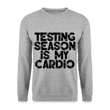 Testing Season Is My Cardio 3 - Unisex Pullover - Weißgrau meliert - Vorne - Alina (178cm) & Michal (187cm)